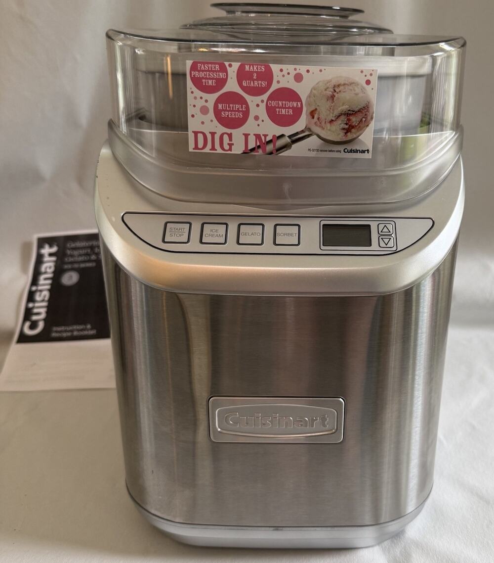 Cuisinart ICE-70 2 Qt Ice Cream Maker Cool Creations Gelato Sorbet TESTED Works